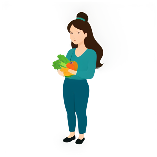 Logo for nutritionist, girl with vegetables - icon | sticker