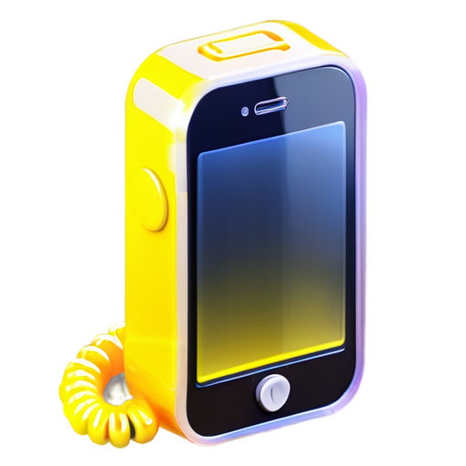 yellow telephone receiver in simple 3d style - icon | sticker