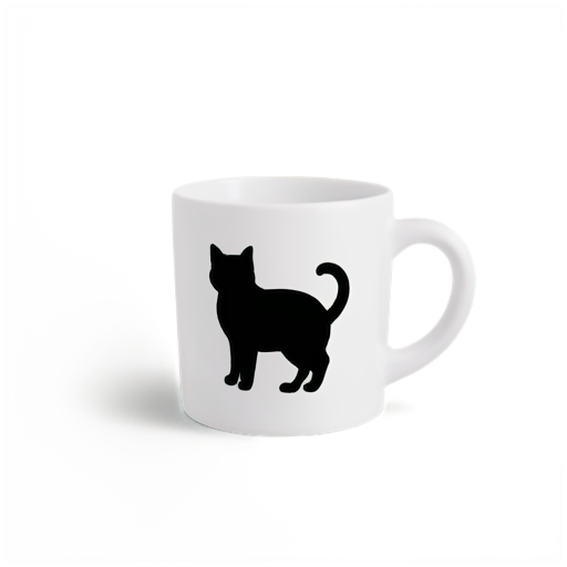 A coffee mug is drawn with one line, and a cat is inside - icon | sticker