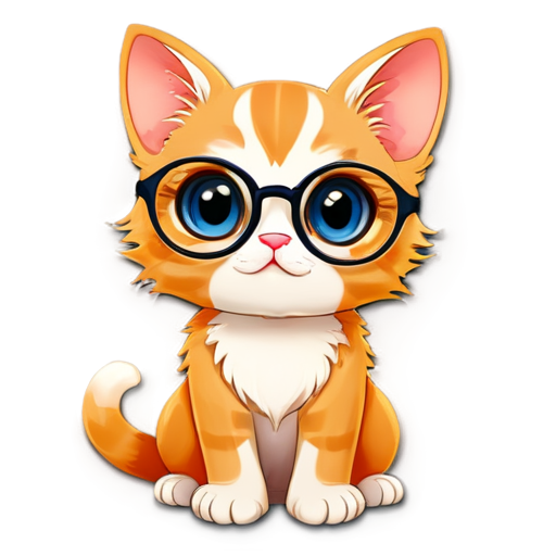 a cute cat with glass - icon | sticker