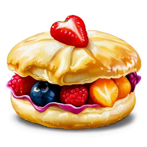 Light, flaky am-puff pastry filled with chew-fruits. - icon | sticker