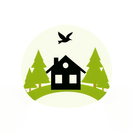 The logo depicts the House standing in a forest with a seagull flying above it. - icon | sticker