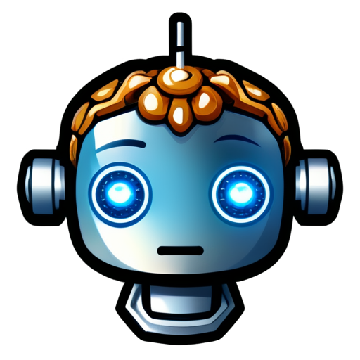 A cute the Electric State style robot's head, with a top brain made of nuts - icon | sticker