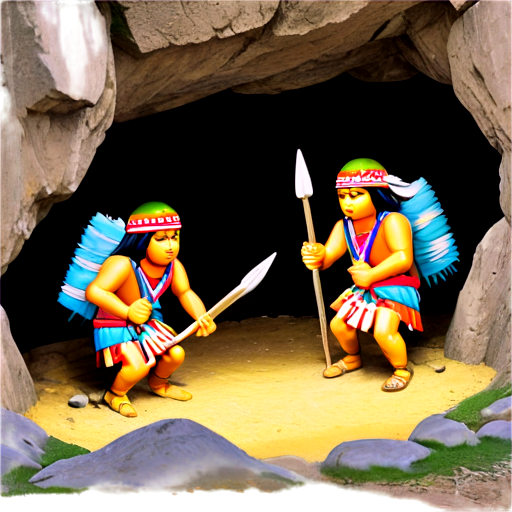 cuatro incas saliendo de una cueva - icon | sticker