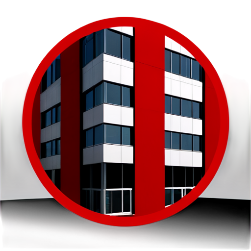 OFFICE BUILDING BLACKED RED CIRCLE WITH STRIKED OUT - icon | sticker