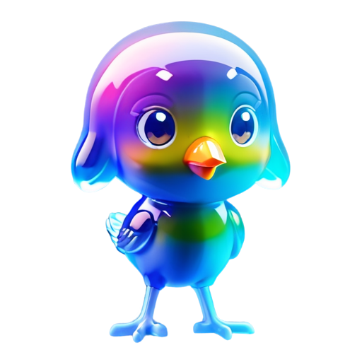 cute bird, rainbow colors - icon | sticker