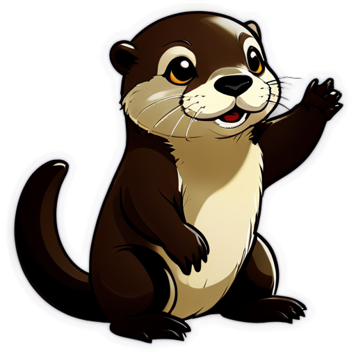 an otter head who like dancing,manga,cute,chiikawa style,color more pure - icon | sticker