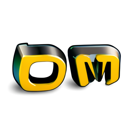 Generate icon with the phrase "DOM QA" in yellow style. Both words in different colors - icon | sticker