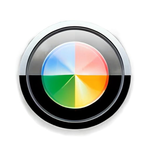 Create a 512x512 icon that combines elements inspired by Chrome and Safari browser logos show in a laptop show case. The icon should have a circular shape with a colorful, vibrant outer ring representing Chrome’s colors (red, yellow, green, blue). The inner circle should be predominantly blue, similar to Safari’s theme, and include a subtle compass-like element in the center to resemble Safari's design. The overall style should be modern and clean - icon | sticker