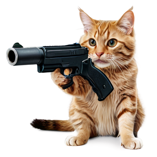 realistic cat with gun - icon | sticker