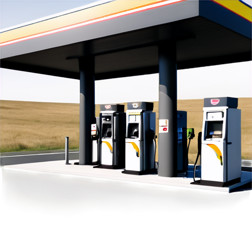 fuel station with self-service terminal with label IBTS - icon | sticker