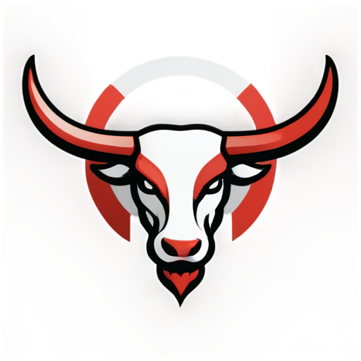 Abstract bull logo esports 1D in white and red style with the inscription bull industry - icon | sticker