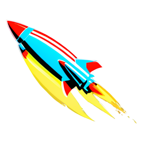 Draw a neon rocket 80s - icon | sticker