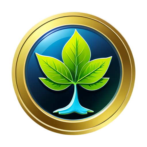 An icon for the BEO cryptocurrency project, reflecting the theme of investment and sustainable growth. The central element is a stylized leaf or tree embedded in a coin. The color palette includes blue and green tones, symbolizing nature and progress." - icon | sticker