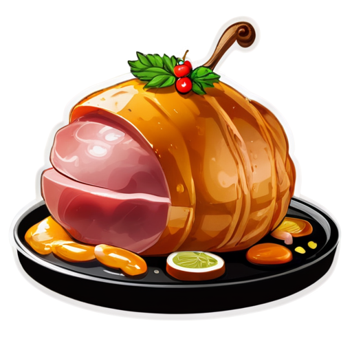 Large baked ham head with chutneys of hamfruit and spices. - icon | sticker