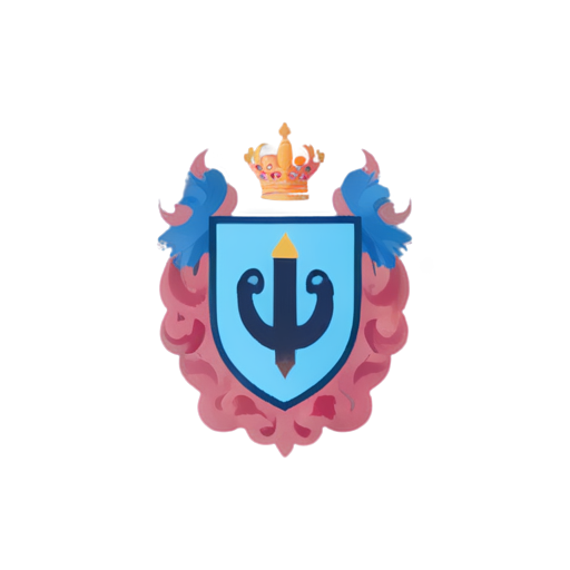 Make an icon of the coat of arms of the city of Dubna in pink and blue colors - icon | sticker