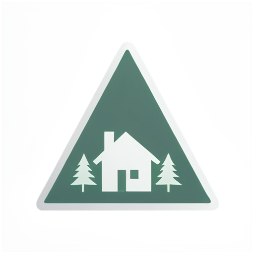 The logo depicts a triangular house standing in a forest with a seagull flying above it. - icon | sticker