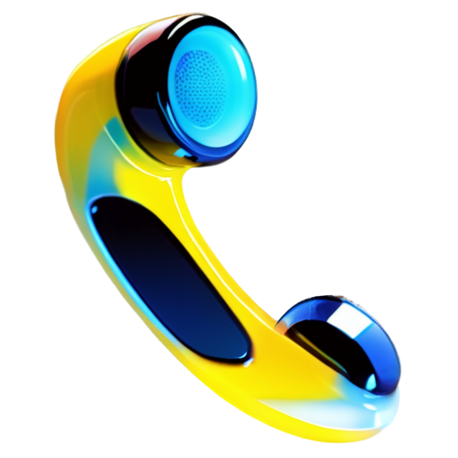 yellow telephone receiver in simple 3d style - icon | sticker