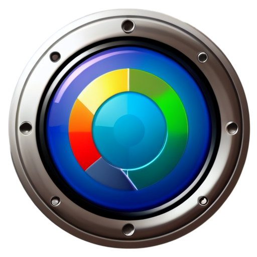 Create a 512x512 icon that combines elements inspired by Chrome and Safari browser logos show in a laptpo show case. The icon should have a circular shape with a colorful, vibrant outer ring representing Chrome’s colors (red, yellow, green, blue). The inner circle should be predominantly blue, similar to Safari’s theme, and include a subtle compass-like element in the center to resemble Safari's design. The overall style should be modern and clean, avoiding any direct replication of copyrighted logos. - icon | sticker