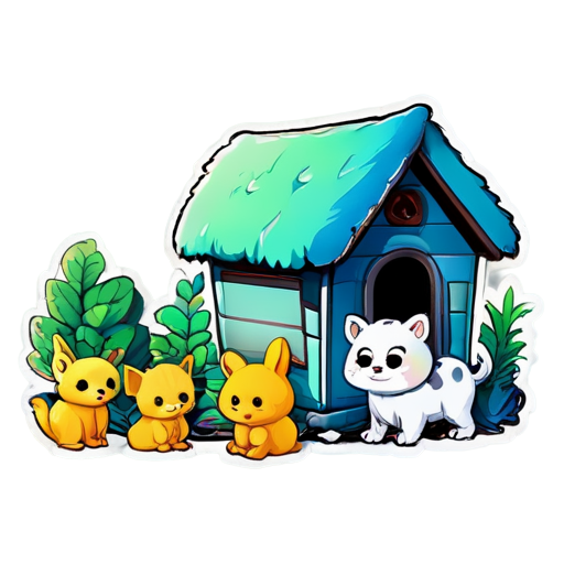 The way animals are gathered inside the house - icon | sticker