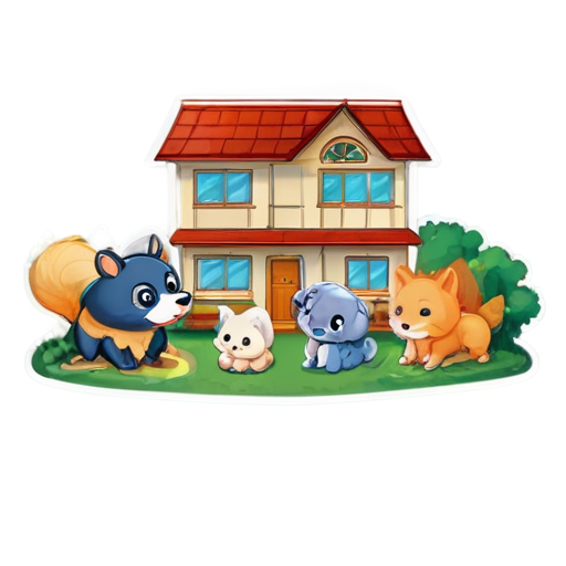 The way animals are gathered inside the house - icon | sticker