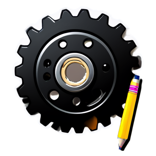 gear with pencil - icon | sticker