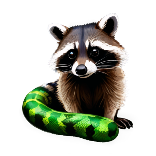 Raccoon with snake eyes, games, play, rgb - icon | sticker