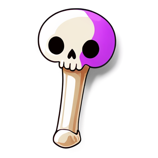 Bone badge: one purple, shoulder-shaped bone drawn diagonally with clean and straight edges. - icon | sticker