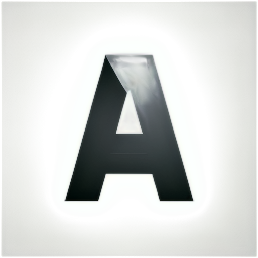 Create a stylized, modern letter "A" using geometric shapes. The design should be minimalist, with a segmented or separated structure that still maintains the recognizable form of the letter. Utilize clean lines and blocky, solid shapes to create a bold, abstract interpretation of the letter, focusing on a black-and-white color scheme for a striking visual contrast. - icon | sticker