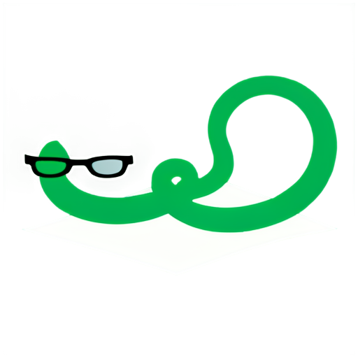 a snake in the form of a long piece of paper with glasses - icon | sticker