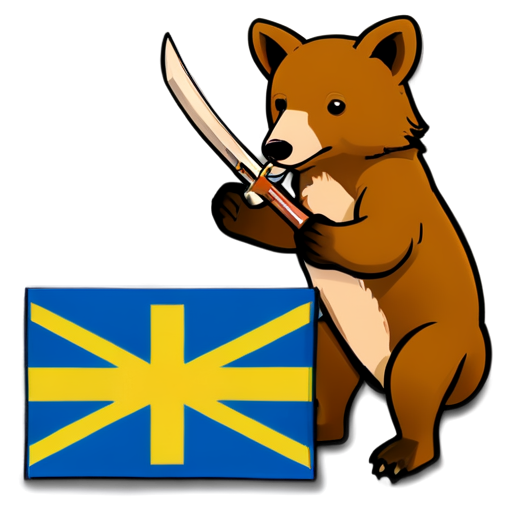 draw an icon which show the Asturian flag, compoused by a yellow victoria´s cross and the flag background was blue . Aldo draw the typical animal of Asturias bear and fox and the forest, with something of AI. Also writte perfectly well '' AsturiasAi, non profit association the lastest with a smaller font - icon | sticker