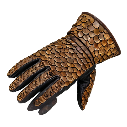 Medieval fantasy gloves made of beige lizard scales, matte - icon | sticker