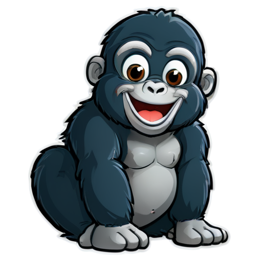 Sticker, Beautiful, kind gorilla, smiling - icon | sticker