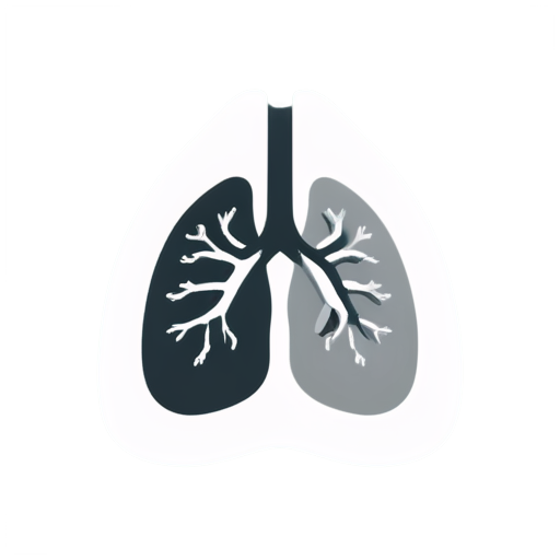 lungs deep breath with white fill, black border - icon | sticker