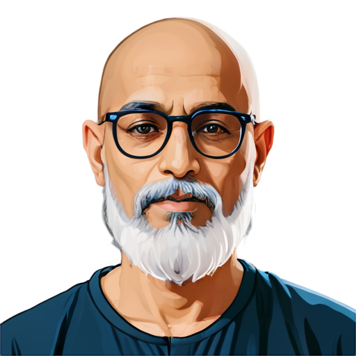 Indian guru bald head with long beard & glasses - icon | sticker