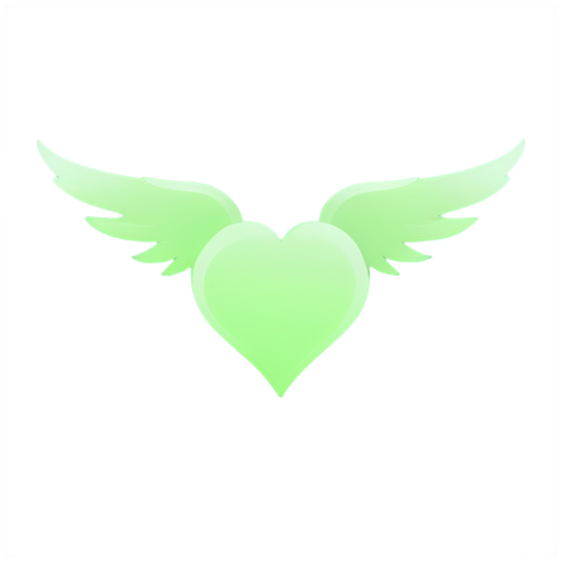 Light green heart with angel wings - icon | sticker