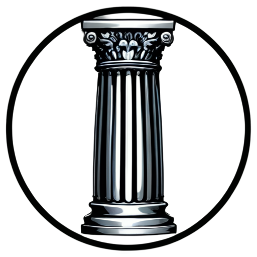 Greek column inside round icon with thin black rim - icon | sticker