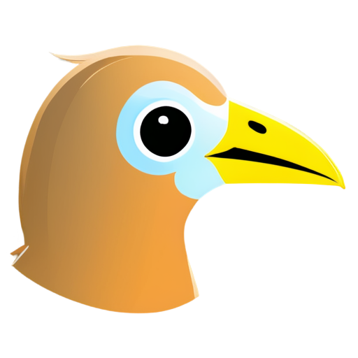 A simple line-drawn cartoon avatar of a cute bird's head with its beak open, in profile. - icon | sticker