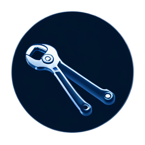 Plumber with an adjustable wrench in the house. Image in blue tones. Realistic - icon | sticker