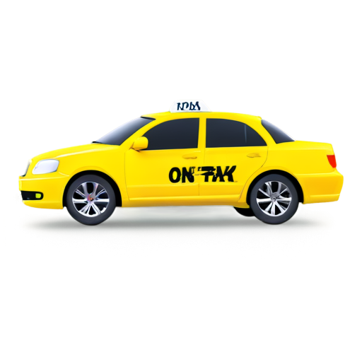 one taxi car yellow 3d-view cartoon style - icon | sticker