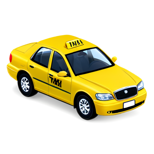 one taxi car yellow 3d-view cartoon style - icon | sticker