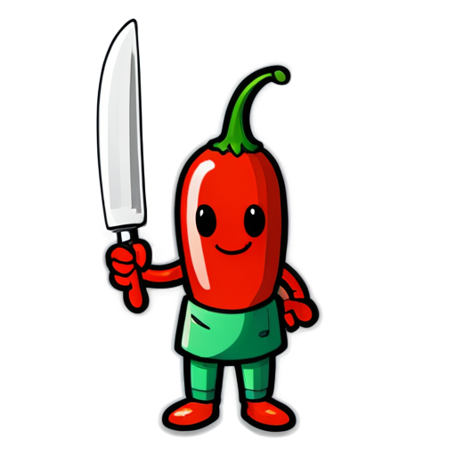 Chili emoji holding a knife - icon | sticker