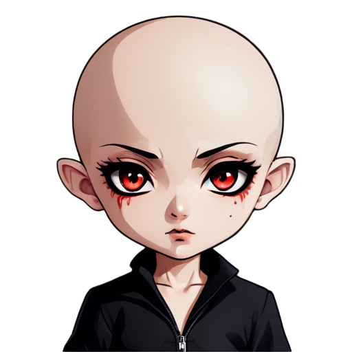 Bald vampire anime face girl with red eyes and dark makeup - icon | sticker