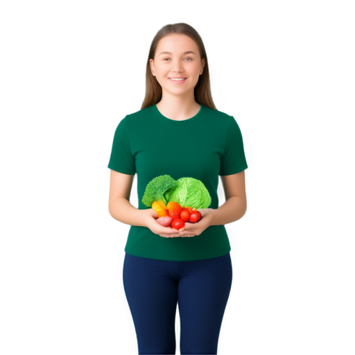 Logo for nutritionist, girl with vegetables - icon | sticker