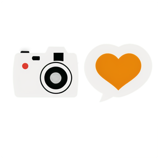 camera with heart and album images - icon | sticker