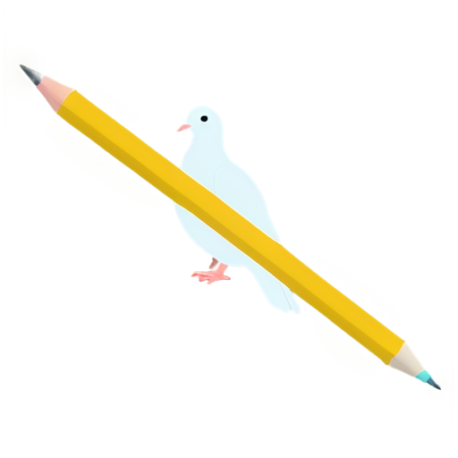 A pigeon with a huge pencil between it's legs - icon | sticker