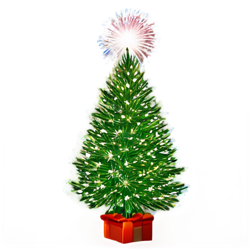 flash picture with fireworks and christmas tree - icon | sticker