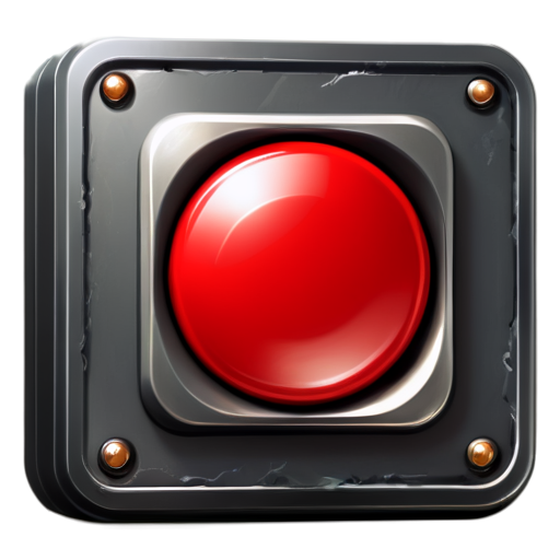 red button, computer game, square, vertical, metal, game - icon | sticker