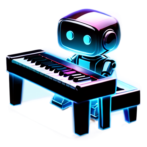 Robot playing electronic keyboard - icon | sticker