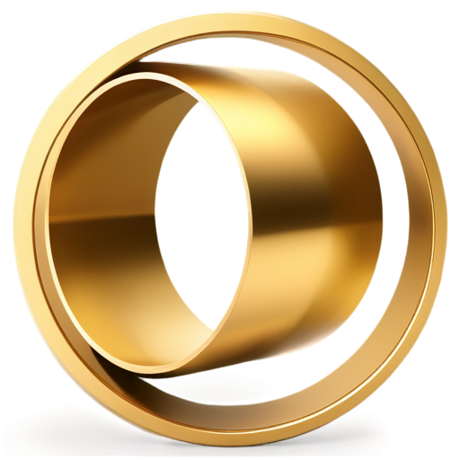 two segments of a square pipe are folded into a circle. circle thickness 10px. color - gold - icon | sticker